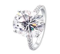 BCughia Anillos de boda para mujer, oro blanco, 9/14/18 quilates, moissanita, 6 quilates, anillo de promesa para mujer, talla 1/2-T 1/2, Oro blanco de 18 quilates, Moissanita