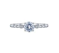 BCughia Anillos de compromiso de oro blanco para mujer, solitario de aguamarina de 9/14/18 quilates, 0,5 quilates, talla H 1/2-T 1/2, Oro blanco de 9 quilates, Aguamarina Diamante