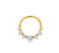 BCughia Anillos de nariz de acero quirúrgico para mujer, aro de 16 g con circonita cúbica y luna, daith, tragus, rook, caracola, hélice, cartílago, joyería, 1.2x8mm, Acero inoxidable, Circonita cúbica