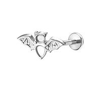 BCughia Anillos de nariz de titanio de calibre 20, 18, 16, oro y plata, con forma de murciélago, para labios, cartílago, tragus, hélice, joyería para mujeres y hombres, 1.2x8xM0.45Z, Titanio, Sin