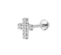 BCughia Anillos de nariz de titanio de calibre 20, 18, 16, plata con circonita cúbica, anillo de labios, cartílago, tragus, hélice, joyería para mujeres y hombres, 1.0x6xM0.45Z, Titanio, Circonita