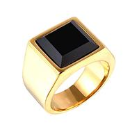 BCughia Anillos punk, anillo de señor, aleación de metal, forma cuadrada, promesa para parejas, regalos para hombre, 62 (19.7), Metal, Zirconia cúbica