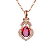 BCughia Collar de oro de 18 quilates, collar con colgante de calabaza de corazón de oro rosa con rubí de 0,69/1,08/1,25 quilates para mujer, Oro rosa de 18 quilates, Rubí