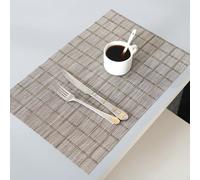 BCughia Kicthen - Juego de 2 manteles individuales rectangulares con patrón geométrico de celosía de 45,7 x 30,5 cm