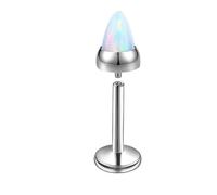 BCughia Piercing de nariz de plata de titanio con ópalo para labios, cartílago, tragus, hélice, piercing para mujeres y hombres, 1.0x8mmxM0.9, Titanio, Ópalo