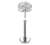 BCughia Piercing de nariz para mujer, de titanio, plateado, con diseño de rosas, para cartílago, hélice, rook, tragus, daith, piercing, 1.0x10mm, Titanio, Sin piedra preciosa