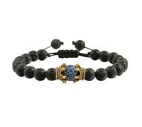 BCughia Pulsera de cadena de cuentas, pulsera de roca de lava de 8 mm con corona, pulsera ajustable para mujer de 19 a 35 cm, Piedra, No es una piedra preciosa