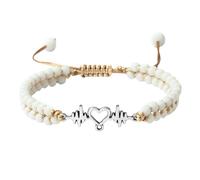 BCughia Pulsera de cuentas para hombre, pulsera de doble capa de piedra de 4 mm con electrocardiograma, pulsera de cuerda ajustable, Piedra, No es una piedra preciosa