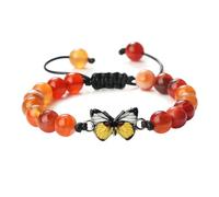 BCughia Pulsera de cuentas para hombre, pulsera de piedra de ágata turquesa de 6/8 mm con mariposa, pulseras ajustables para mujer de 17 a 28 cm, Piedra, No es una piedra preciosa