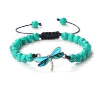 BCughia Pulsera de cuentas para hombre, pulsera de piedra mate de 8 mm con libélula azul claro, pulseras de cuentas ajustables de 17 a 28 cm, Piedra, No es una piedra preciosa