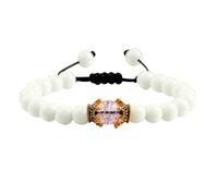 BCughia Pulsera de cuentas para mujer, pulsera de ojo de tigre turquesa de 8 mm con corona, pulseras ajustables de la amistad de 19-35 cm, Piedra, No es una piedra preciosa