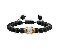 BCughia Pulsera de cuentas para mujer, pulsera de ojo de tigre turquesa de 8 mm con corona, pulseras ajustables de la amistad de 19-35 cm, Piedra, No es una piedra preciosa