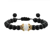 BCughia Pulsera de cuentas para mujer, pulsera de ojo de tigre turquesa de 8 mm con corona, pulseras ajustables de la amistad de 19-35 cm, Piedra, No es una piedra preciosa