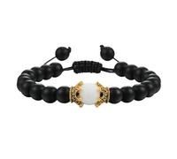 BCughia Pulsera de cuentas para mujer, pulsera de ojo de tigre turquesa de 8 mm con corona, pulseras ajustables de la amistad de 19-35 cm, Piedra, No es una piedra preciosa