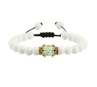 BCughia Pulsera de cuentas para mujer, pulsera de ojo de tigre turquesa de 8 mm con corona, pulseras ajustables de la amistad de 19-35 cm, Piedra, No es una piedra preciosa