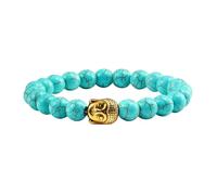 BCughia Pulsera de cuentas para mujer, pulsera de piedra de lava turquesa con cabeza de Buda, pulseras elásticas de cuentas para hombre, Piedra, No es una piedra preciosa