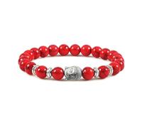 BCughia Pulsera de yoga chakra, pulsera de piedra turquesa de 8 mm con cabeza de Buda, pulsera elástica de 18 cm, Piedra, No es una piedra preciosa