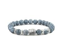 BCughia Pulsera de yoga chakra, pulsera de piedra turquesa de 8 mm con cabeza de Buda, pulsera elástica de 18 cm, Piedra, No es una piedra preciosa