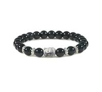 BCughia Pulsera de yoga chakra, pulsera de piedra turquesa de 8 mm con cabeza de Buda, pulsera elástica de 18 cm, Piedra, No es una piedra preciosa