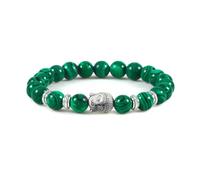 BCughia Pulsera de yoga chakra, pulsera de piedra turquesa de 8 mm con cabeza de Buda, pulsera elástica de 18 cm, Piedra, No es una piedra preciosa