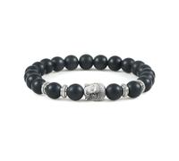 BCughia Pulsera de yoga chakra, pulsera de piedra turquesa de 8 mm con cabeza de Buda, pulsera elástica de 18 cm, Piedra, No es una piedra preciosa