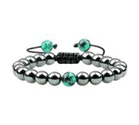 BCughia Pulseras de cuentas de yoga, pulsera de hematita de 8 mm con piedra, pulsera ajustable de cuentas de 17 a 30 cm, Piedra, No es una piedra preciosa