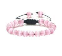 BCughia Pulseras de cuentas para hombre, pulsera de piedra de ojo de gato de 8 mm, pulsera de cadena ajustable de 17 a 30 cm, Piedra, No es una piedra preciosa