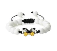 BCughia Pulseras de cuentas para mujer, 6/8 mm, ojo de tigre, roca de lava con mariposa, pulsera ajustable para hombre, 17-28 cm, Piedra, No es una piedra preciosa