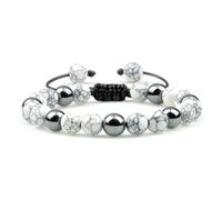 BCughia Pulseras de cuentas para mujer, pulsera de piedra de hematita de 8 mm, pulsera ajustable para hombre de 17 a 30 cm, Piedra, No es una piedra preciosa