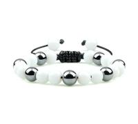 BCughia Pulseras de cuentas para mujer, pulsera de piedra de hematita de 8 mm, pulsera ajustable para hombre de 17 a 30 cm, Piedra, No es una piedra preciosa