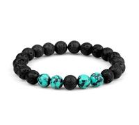 BCughia Pulseras de piedras con cuentas, pulsera elástica de hematita de 8 mm de color turquesa y roca de lava para hombre, Piedra, No es una piedra preciosa