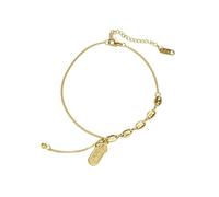 BCughia Tobillera dorada de acero inoxidable para mujer, con caracteres chinos, tobilleras de playa, 21 + 5 cm