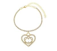 BCughia Tobilleras de aleación, tobilleras plateadas y doradas, corazón hueco con circonita cúbica, tobillera de playa para mujer, 21,2 + 10 cm, aleación, Circonia cúbica