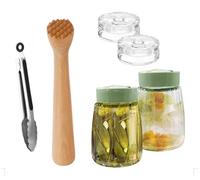 Bcuuozeeing Juego de 4 piezas de fermentación, incluye mazo de 25 cm, 2 pesos de cristal adecuados para 7 cm + cristal de fermentación, pinzas de acero inoxidable de 20,5 cm, adecuado para chucrut