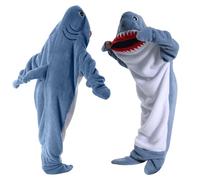 Bcuuozeeing Manta de tiburón, manta de tiburón para niños adultos, azul grisáceo, XL(Geeignete Höhe:170-180CM)