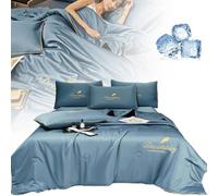 BCVPGF Colcha Seda Hielo Simple Verano Edredones Aire Acondicionado Fresco Y CóModo Lavable EdredóN Simple Seda Hielo Absorbe Calor Cuerpo para Mantenerse Fresco, Blue-150 * 200cm