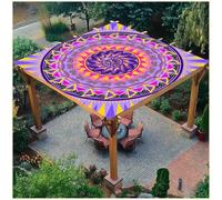 BCVPGF Exótico Mandala Sol Sombra Vela Rectangular Impermeable UV Bloque al Aire Libre toldo toldo poliéster Velas con 4 Cuerdas para jardín, Camping, Patio y pérgola,Style 02-1.5 * 1.5m