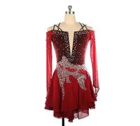 BCVPGF Maillot Gimnasia Rítmica Mujer Alta Elasticidad Competencia Profesional Ropa Patinaje Sin Mangas Transpirable Traje De Actuación De Cuentas De Clavos De Artesanía Pesada,Red-3XL