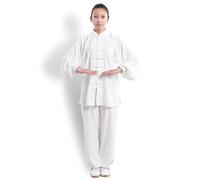 BCVPGF Ropa Tang, Algodón Y Cáñamo, Ropa Tradicional China Artes Marciales Tai Chi Manga Larga/Manga Corta Ropa Tradicional Tai Chi Adecuada para Tus Deportes Tai Chi,White-S