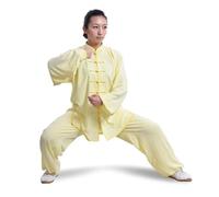 BCVPGF Ropa Tang, Algodón Y Cáñamo, Ropa Tradicional China Artes Marciales Tai Chi Manga Larga/Manga Corta Ropa Tradicional Tai Chi Adecuada para Tus Deportes Tai Chi, Yellow-XL