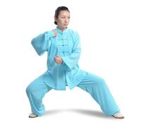 BCVPGF Ropa Tang, Algodón Y Cáñamo, Ropa Tradicional China Artes Marciales Tai Chi Manga Larga/Manga Corta Ropa Tradicional Tai Chi Adecuada para Tus Deportes Tai Chi, Blue-XS