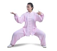BCVPGF Ropa Tang, Algodón Y Cáñamo, Ropa Tradicional China Artes Marciales Tai Chi Manga Larga/Manga Corta Ropa Tradicional Tai Chi Adecuada para Tus Deportes Tai Chi, Pink-XXXL