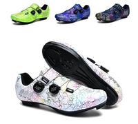 BCVPGF Zapatilla de Ciclismo Hombre Mujere Zapatos Bicicleta de Carretera Montaña Exterior MTB Compatibles SPD SPD-SL Lock, Unisex Zapatillas Montaña Calzado Bicicleta,White-43 EU
