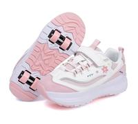 BCVPGF Zapatillas con Ruedas Niño Niña, Patines Multiusos con 4 Ruedas Retráctil, Zapatos Patines Calzado de Skateboarding Multifuncionales, Flor Bordado Zapatos de Niños con Ruedas,Pink-39 EU