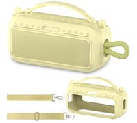 BCWEGION Funda de silicona para altavoz Bluetooth portátil Bose SoundLink Plus, funda de silicona suave con asa y correa para el hombro (amarillo cítrico)