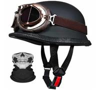 BCYBD Casco Abierto Jet Medio Casco con MáScara Certificado ECE Cascos Half-Helmet Revestimiento CóModo para La Piel BotóN LiberacióN RáPida para Hombres Y Mujeres Adultos S~XL 55-62cm