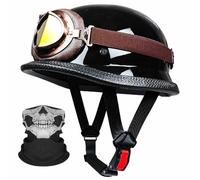 BCYBD Casco Abierto Jet Medio Casco con MáScara Certificado ECE Cascos Half-Helmet Revestimiento CóModo para La Piel BotóN LiberacióN RáPida para Hombres Y Mujeres Adultos S~XL 55-62cm