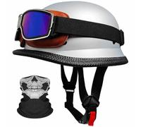 BCYBD Casco Abierto Jet Medio Casco con MáScara Certificado ECE Cascos Half-Helmet Revestimiento CóModo para La Piel BotóN LiberacióN RáPida para Hombres Y Mujeres Adultos S~XL 55-62cm