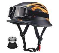 BCYBD Casco Jet Medio Casco Certificado ECE 22.06 con Mascarilla - ABS, Forro Interior Transpirable y Confortable, Tallas S-XL (55-62 cm), Unisex, Ideal para Scooter, Cruiser y Chopper