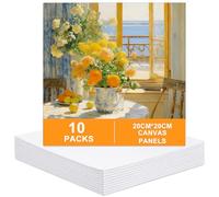 Bczhieulw 10PCS Lienzo para Pintar Blanco - 20 x 20 cm,lienzos para pintar, Tabla de Lienzo Blanco, Lienzos de Artista Blancos para Pintura, adecuados para Óleo, Pintura Acrílica, Gouache